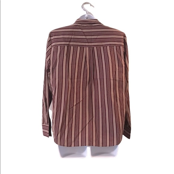Karen Scott Thanksgiving Harvest Embroidered Pocket Striped Button Up Size S - Picture 2 of 7